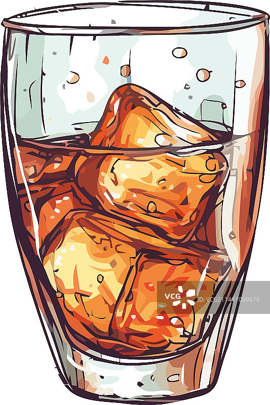 水晶杯冰镇威士忌鸡尾酒图片素材