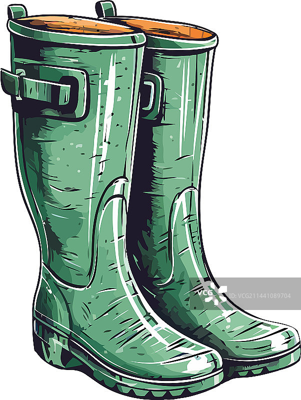 潮湿秋季的橡胶靴图片素材