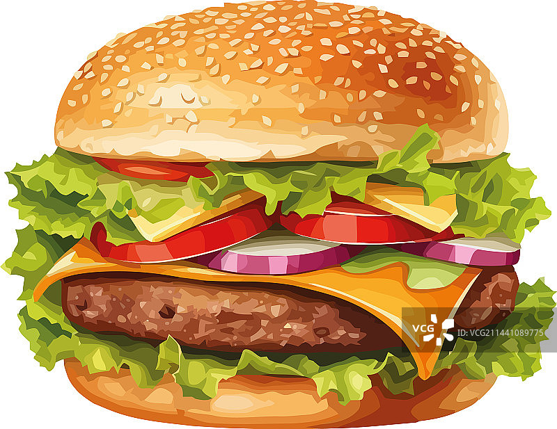 新鲜蔬菜美食芝士汉堡套餐图片素材