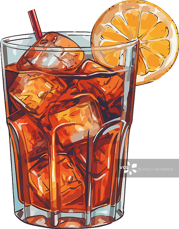 玻璃杯中的清爽柑橘鸡尾酒图片素材