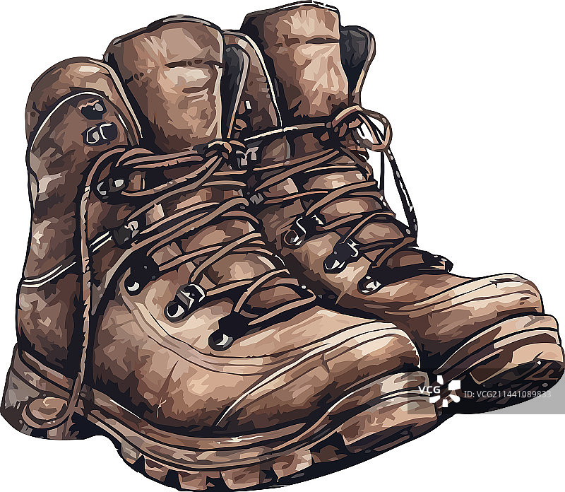 一双旧军用登山靴图片素材