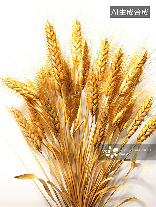【AI数字艺术】白色背景下的麦穗特写镜头图片素材