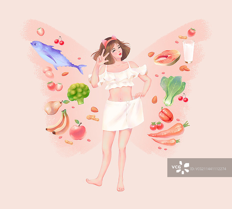 健康饮食减肥瘦身塑形，吃出健康美丽。图片素材