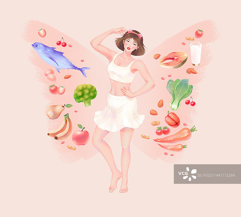 健康饮食减肥瘦身塑形，吃出健康美丽。图片素材