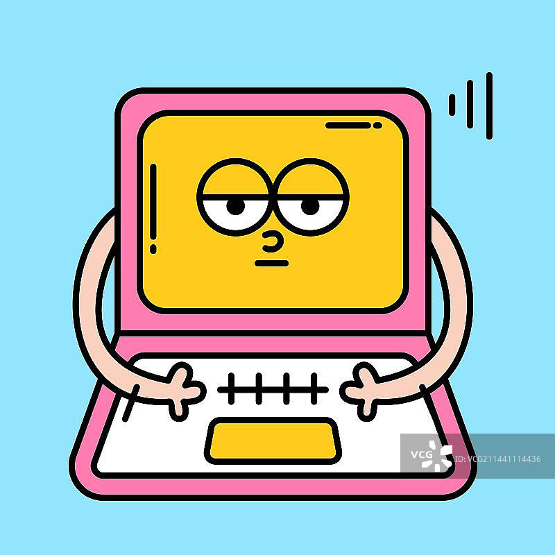 电脑拟人涂鸦插画图片素材