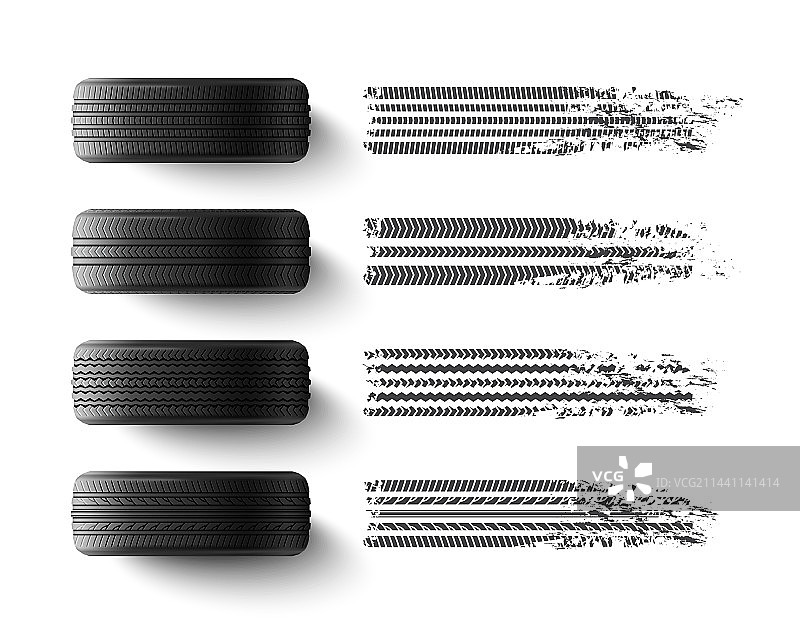 逼真轮胎痕迹合集图片素材