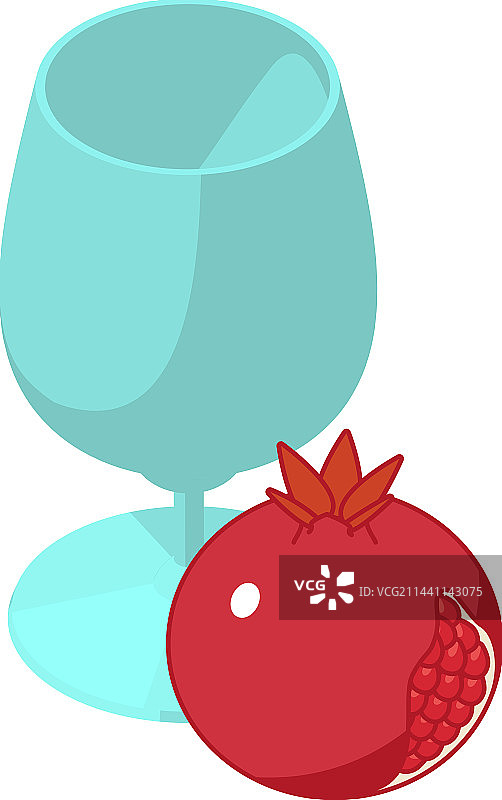 2.5D石榴饮品玻璃杯图标图片素材