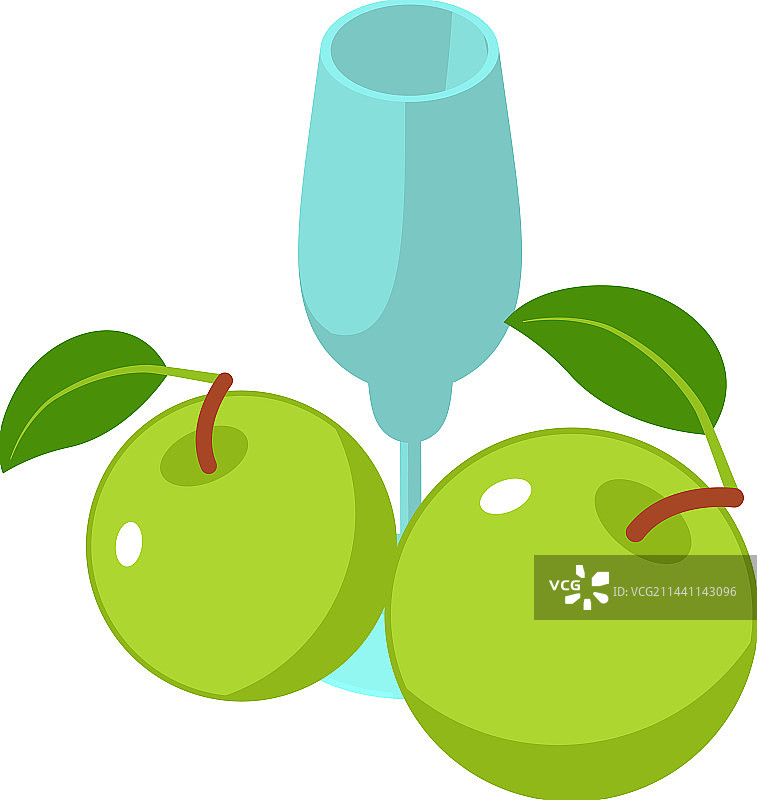 2.5D苹果饮品玻璃高脚杯图标图片素材