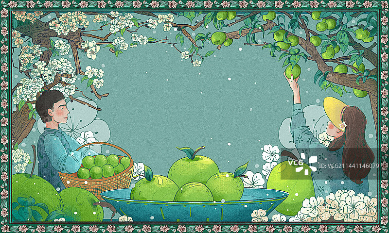 摘梨包装插画图片素材