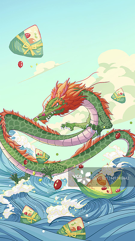中国传统端午节海报插画背景图片素材