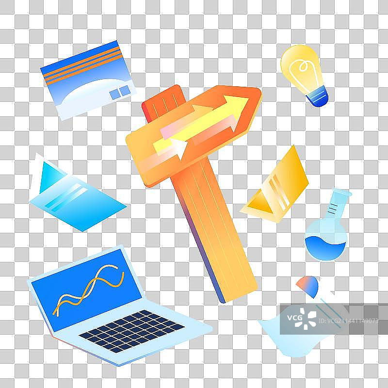 指示牌电脑书本灯泡多个教育主题矢量插画元素图片素材