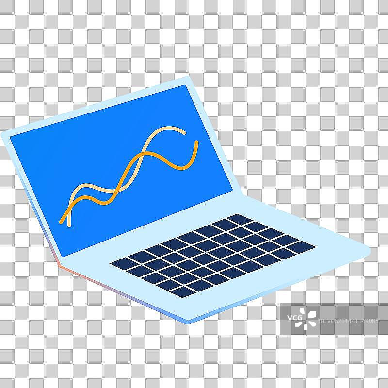 打开的笔记本电脑手绘卡通矢量插画元素图片素材