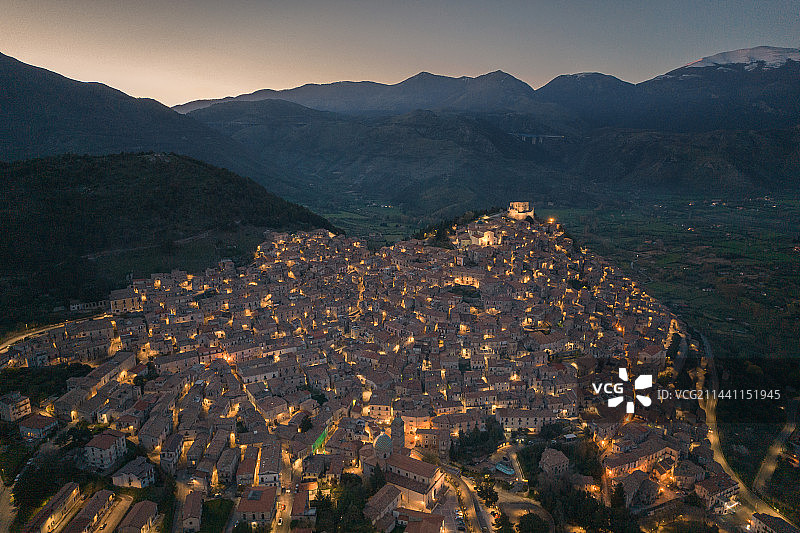 意大利南部山城莫拉诺卡拉布罗航拍图片素材