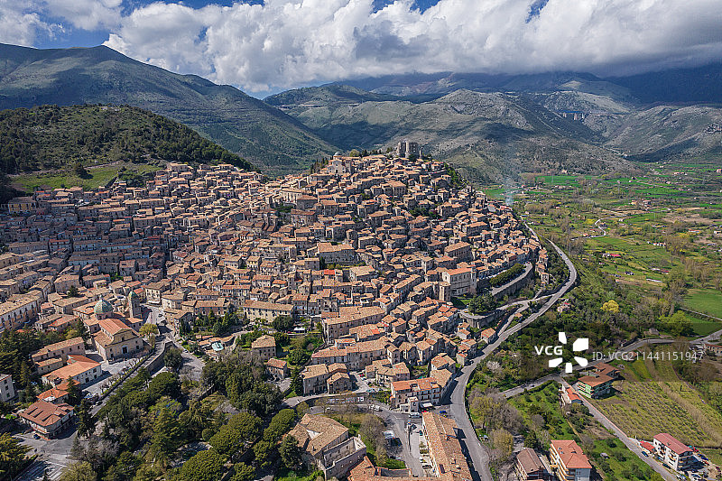 意大利南部山城莫拉诺卡拉布罗航拍图片素材