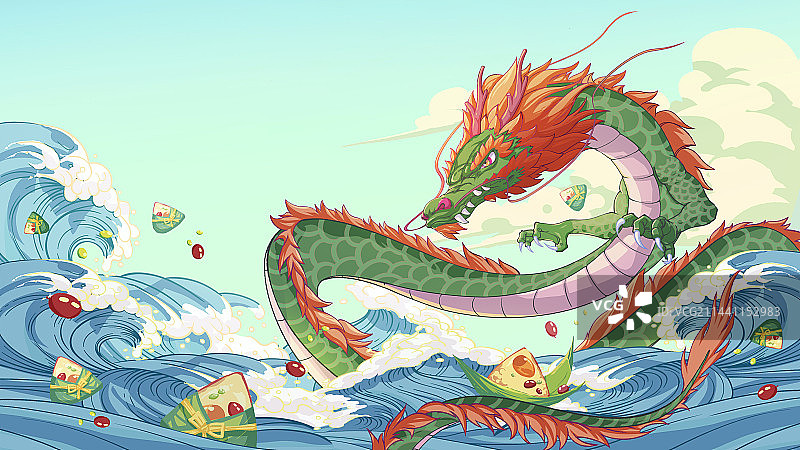 中国传统端午节海报插画背景图片素材