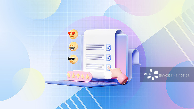 3D调查问卷评价反馈主题插画图片素材