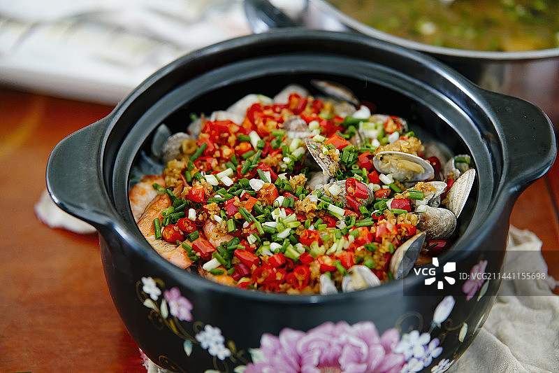 蒸花甲海鲜蛤蜊图片素材