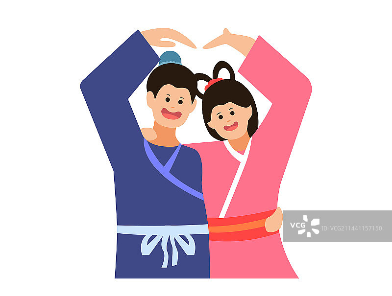 牛郎织女矢量插画图片素材