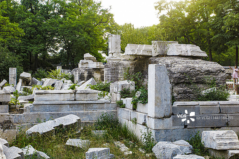 中国北京圆明园遗址公园西洋楼遗址，断壁残垣，谐奇趣、大水法、方外观、海晏堂图片素材
