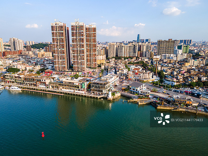 中国佛山顺德容桂渔人码头风光航拍图片素材