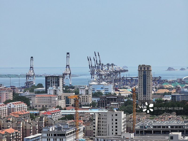 烟台港局部鸟瞰图片素材