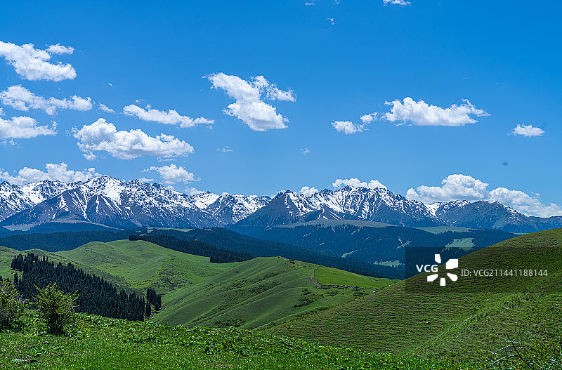 新疆乌鲁木齐南山牧场 景区 蓝天白云草原图片素材