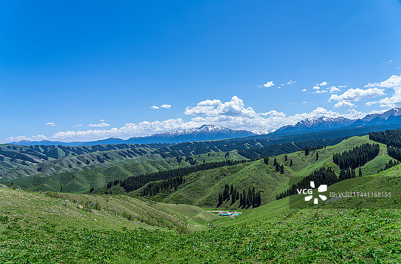 新疆乌鲁木齐南山牧场 景区 蓝天白云草原图片素材