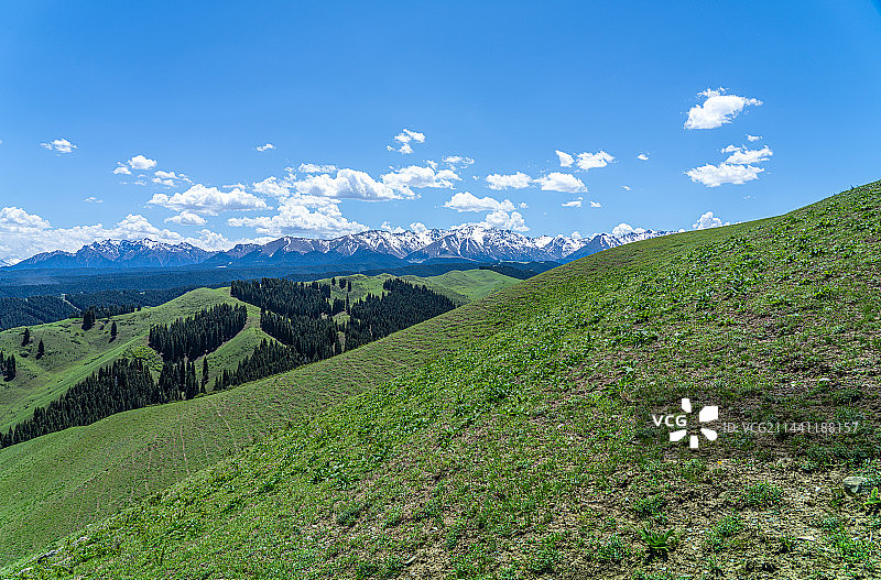新疆乌鲁木齐南山牧场 景区 蓝天白云草原图片素材