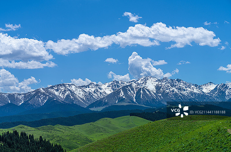 新疆乌鲁木齐南山牧场 景区 蓝天白云草原图片素材