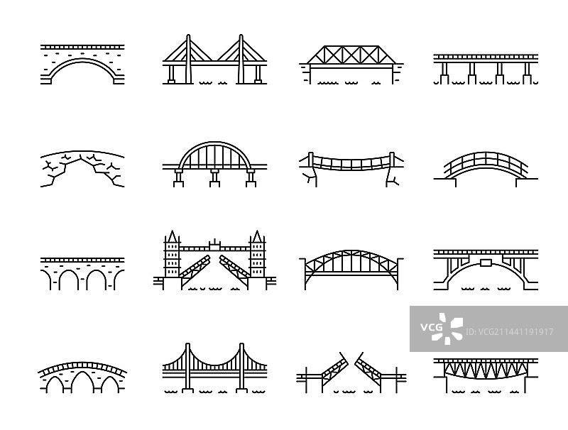高架桥拱桥铁路线条图标图片素材