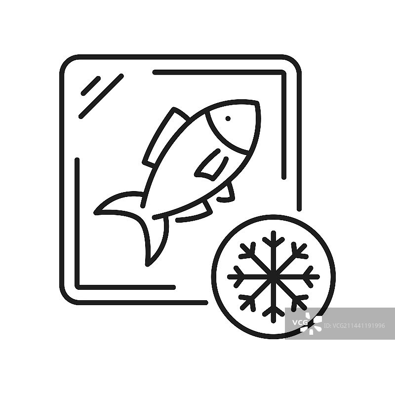 冷冻食品保鲜鱼线条图标图片素材