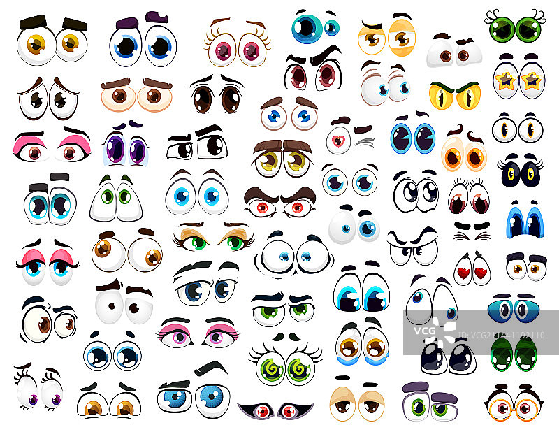 卡通漫画眼睛快乐滑稽表情角色图片素材