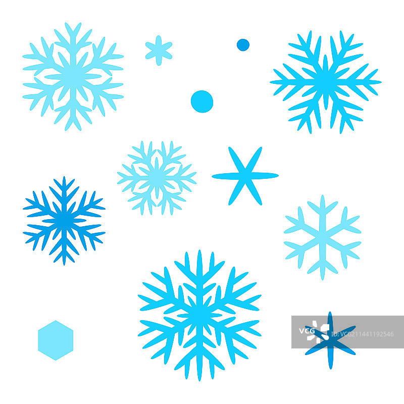 冬季雪花装饰组合，圣诞快乐图片素材