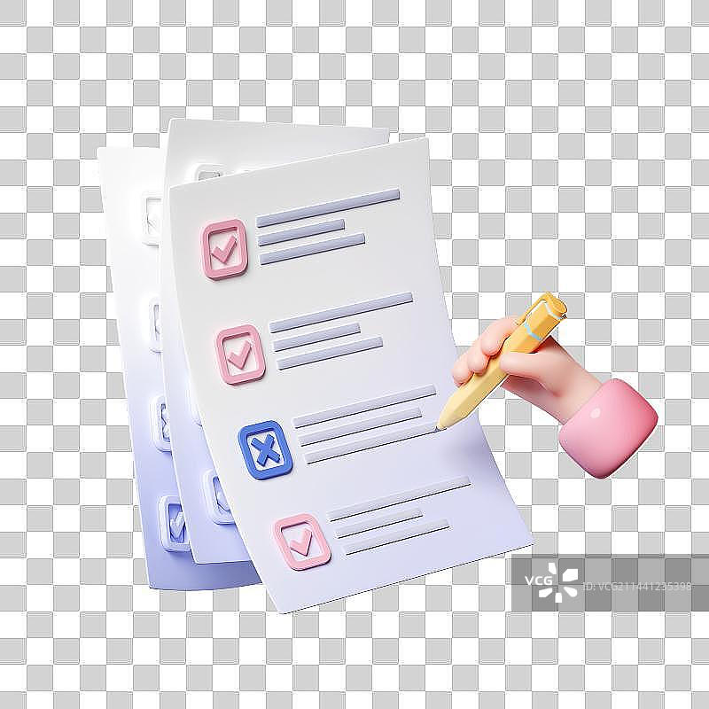 3D有文字和选项的纸质文件免抠元素图片素材