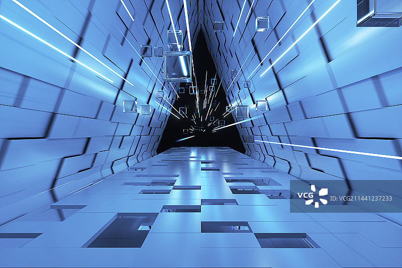 3D科技感几何发光建筑背景图片素材