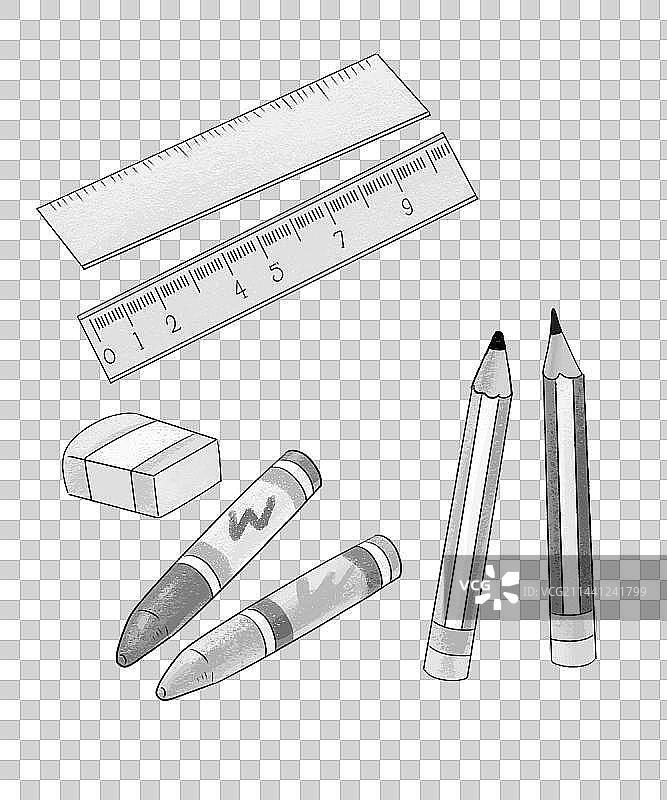 黑白学习文具用品图片素材