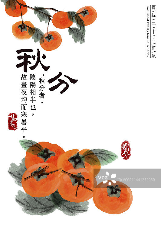 秋分,柿子,二十四节气图片素材