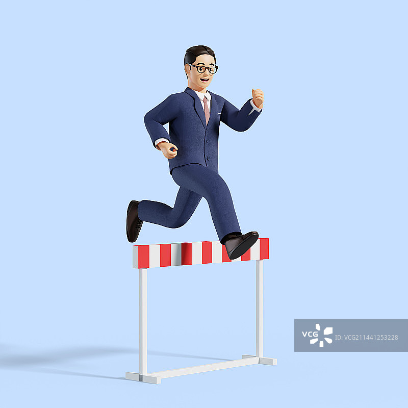 3D商务男性角色跳跃图片素材