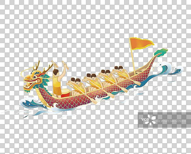 中国传统中国龙舟端午节插画元素图片素材