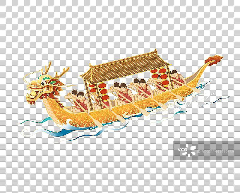 中国传统中国龙舟端午节插画元素图片素材