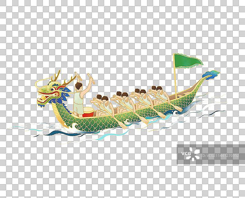 中国传统中国龙舟端午节插画元素图片素材