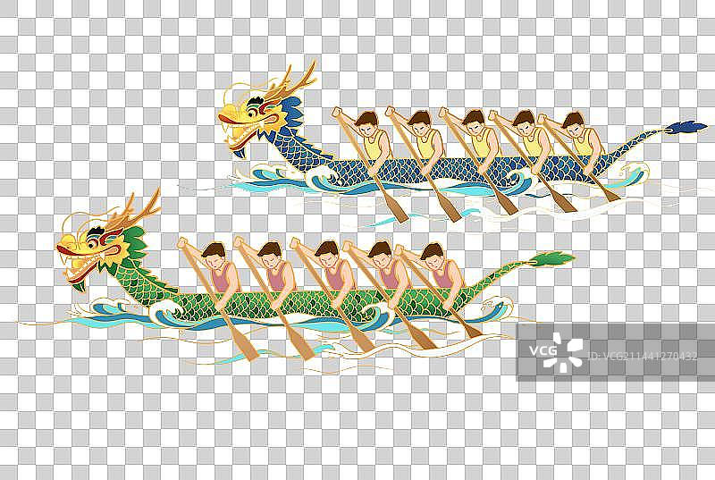 中国传统中国龙舟端午节插画元素图片素材