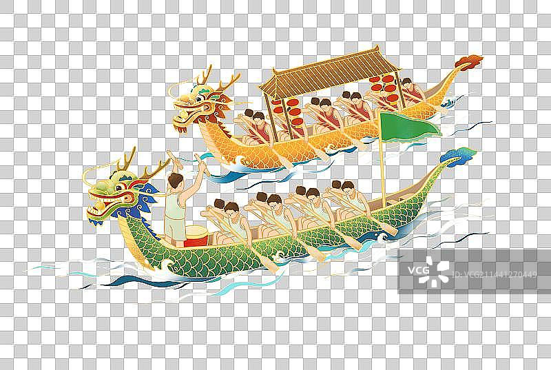 中国传统中国龙舟端午节插画元素图片素材