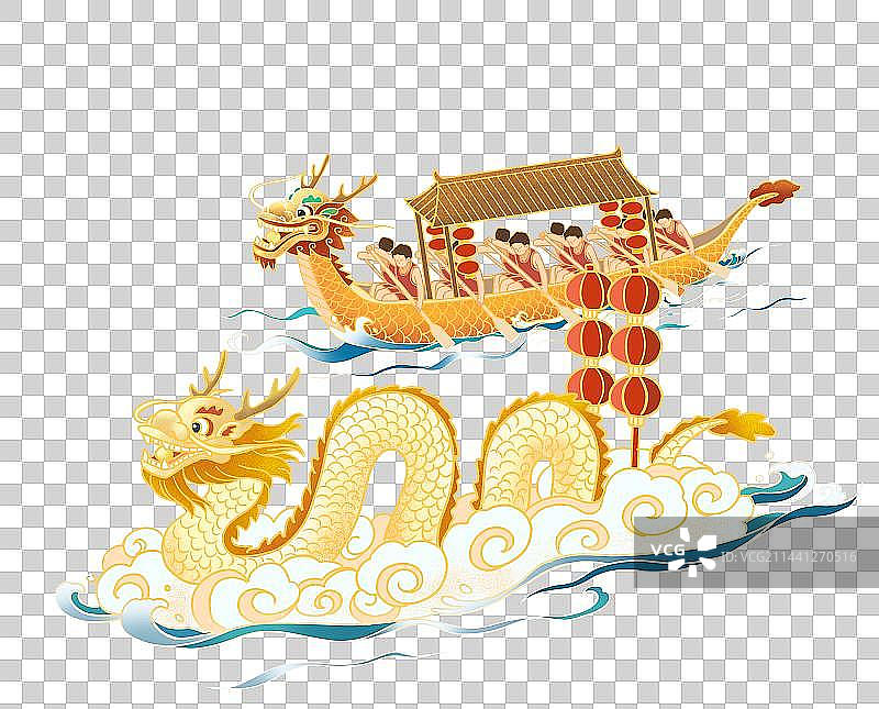 中国传统中国龙舟端午节插画元素图片素材