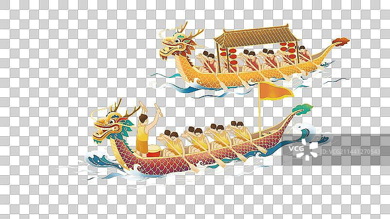 中国传统中国龙舟端午节插画元素图片素材