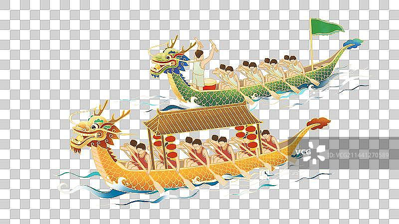 中国传统中国龙舟端午节插画元素图片素材