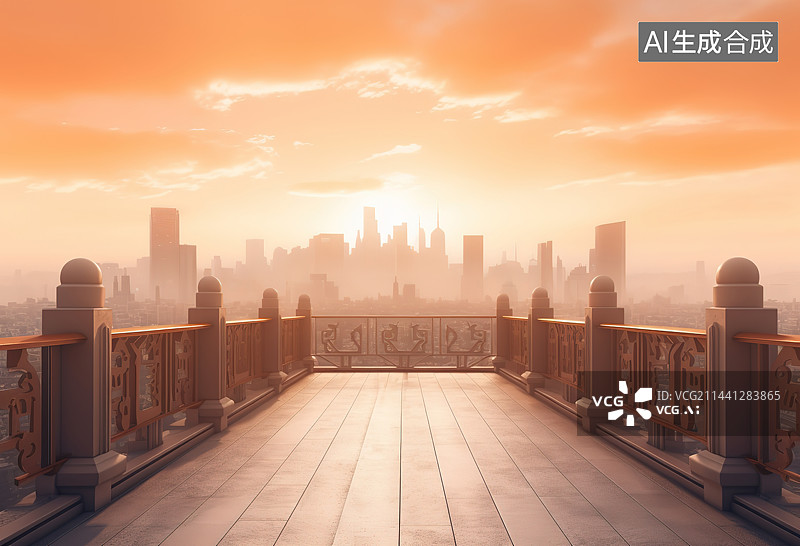 【AI数字艺术】城市风光天际线图片素材