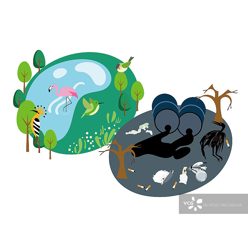 矢量手绘环境保护工业化污染之生态污染图片素材