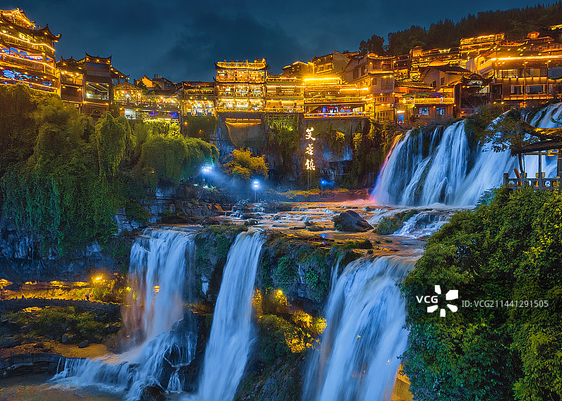 芙蓉镇夜色图片素材