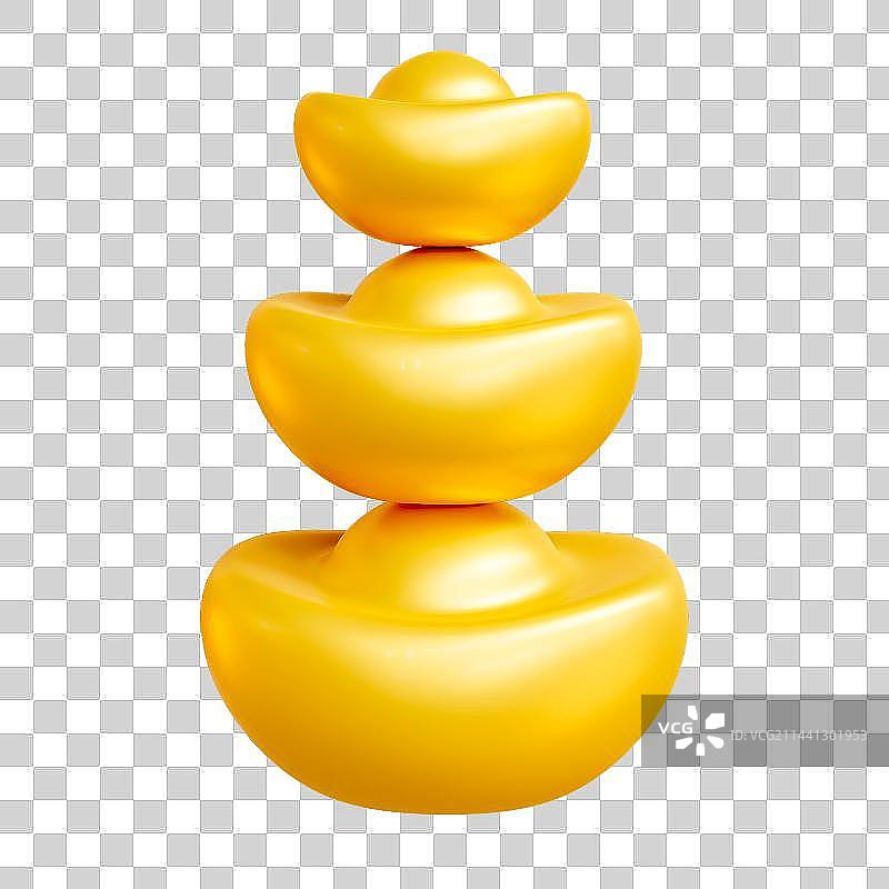 3D立起来的金元宝图片素材